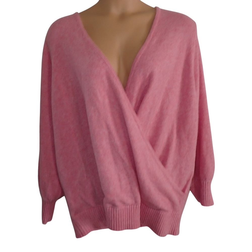 Torrid 4 Pink Women's Surplice V-Neck wrap Long Sleeve Sweater Plus Casual